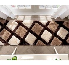 Modern Brown Plush Hall Rug